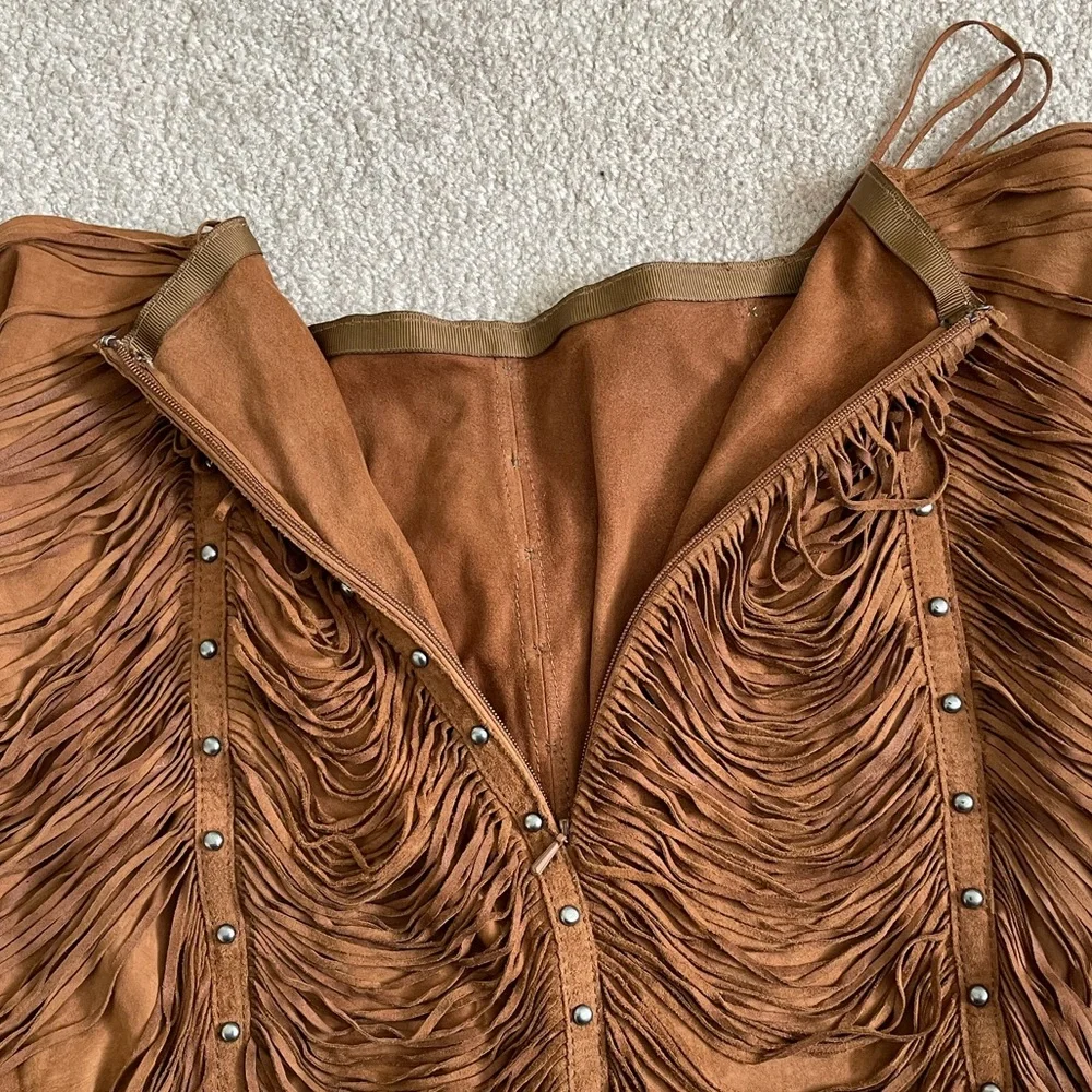 Haute Hippie Suede Fringe Mini Skirt - Picture 9 of 9